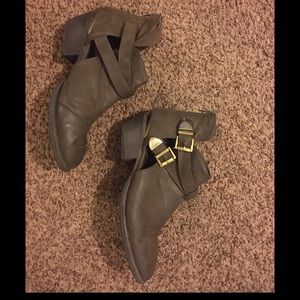 Body Central ankle booties with gold buckles
